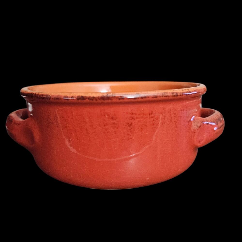 De Silva Italy Terracotta Soup Bowl Two Handles Rustic Italian Pottery